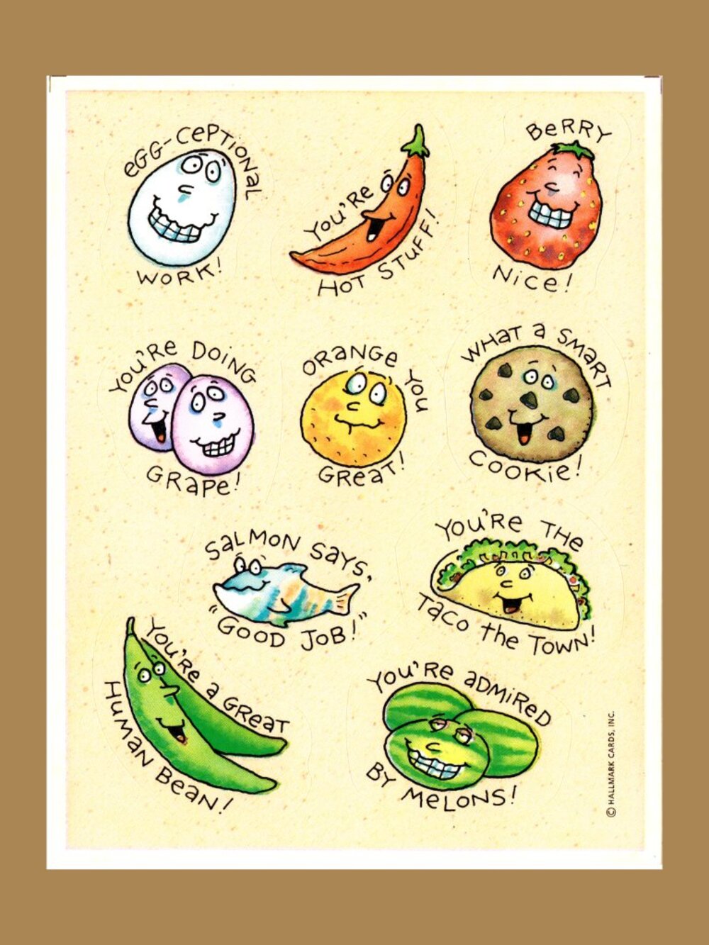 Hallmark Food Puns Reward Vintage 80s Sticker Sheet Craft & Collecting